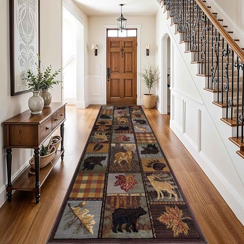 Rusticcabinbearrunnerrug2x7ftlodgewildlifebearmoosearearuganimalsplantsmapleleafprintcarpetcountrystylefloormatswashablehallwayrugsnonslipentrancerunnerfloorcarpet  Urban Country Home Decor Rustic cabin bear runner rug 2x7ft lodge wildlife bear moose area rug animals plants maple leaf print carpet country style floor mats washable hallway rugs non slip entrance runner floor carpet  urban country home decor