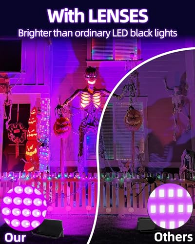 Image of THECHAM 100W LED Black Lights IP66 Waterproof Black Light Outdoor with 5.9ft Plug+Switch,Flood Blacklight for Halloween Glow in The Dark Party Stage Light Neon Glow Birthday 2 Pack