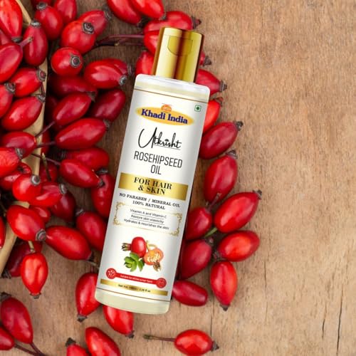 Image of Khadi Rosehip Oil For Skin & Hair 100ml | Pure & Natural Oil for Hair Growth & Nourishing Skincare | Non Sticky, Paraben & Mineral Oil Free | For All Hair Types | Daily Use for Men & Women