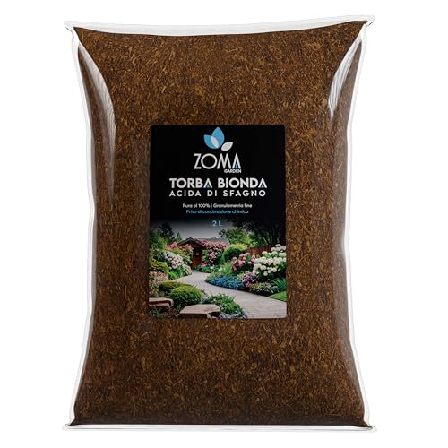 ZOMA Torba acida di sfagno Ph 3,5 qualità Superiore - Torba per piante estratta dalle torbiere baltiche, Ideale pura o in mescola con tutti i substrati - Sacco 2L