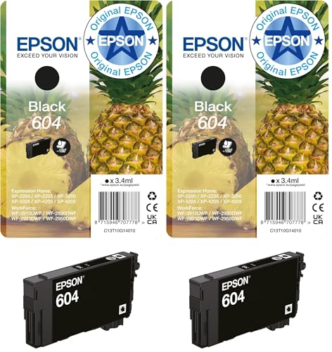 Epson Cartouche d'encre Originale 604 Noir (Lot de 2)