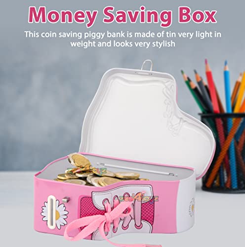 Image of Zest 4 Toyz Money Bank for Kids with Lock N Key Metal Piggy Bank Gullak Money Box Coin Bank Shoe Lace Activity Learning Toy Return Gifts