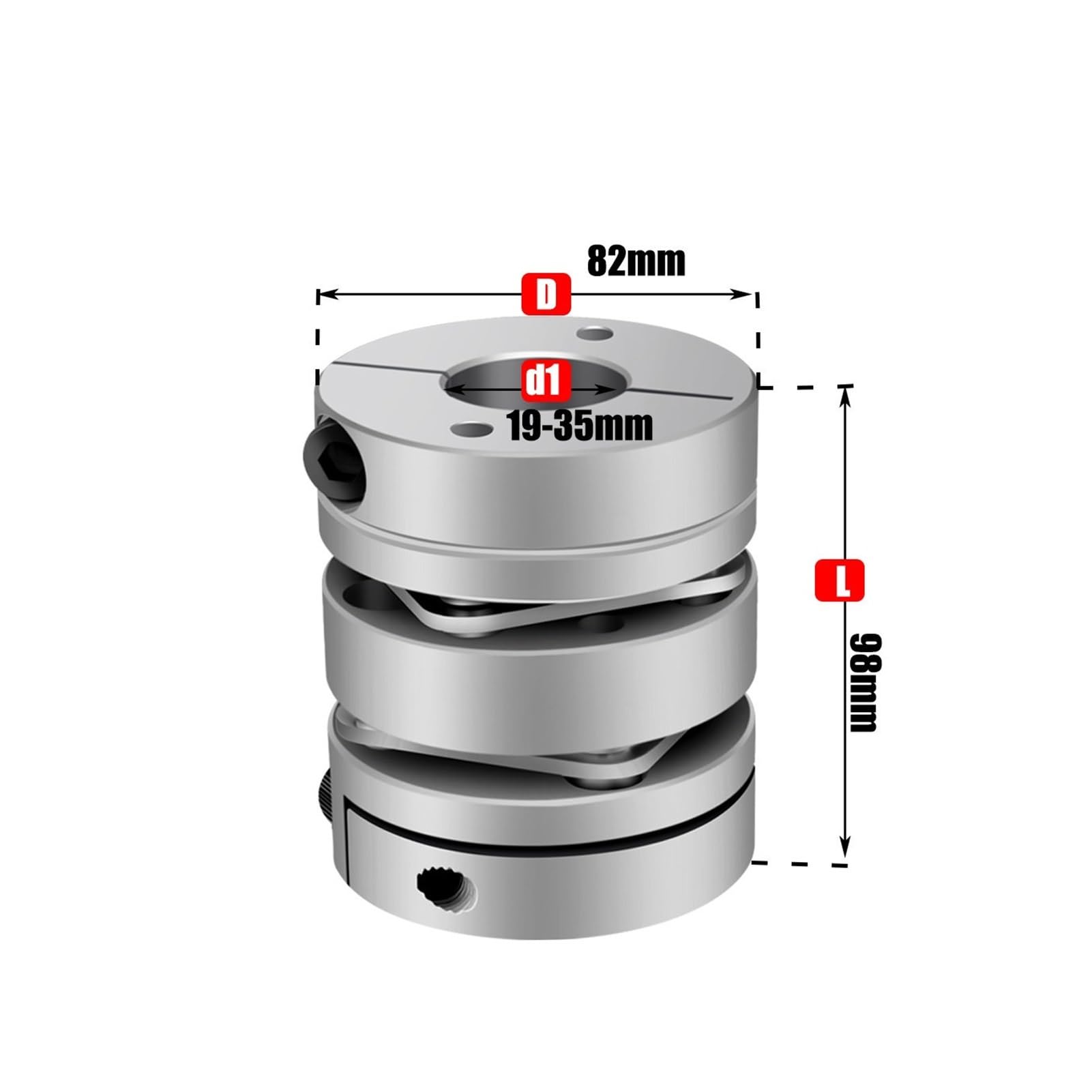 Accoppiamento a membrana Giunto elastico a doppia membrana in lega di alluminio D82L98 D82mm L98mm con encoder for servomotore passo-passo a vite a sfere