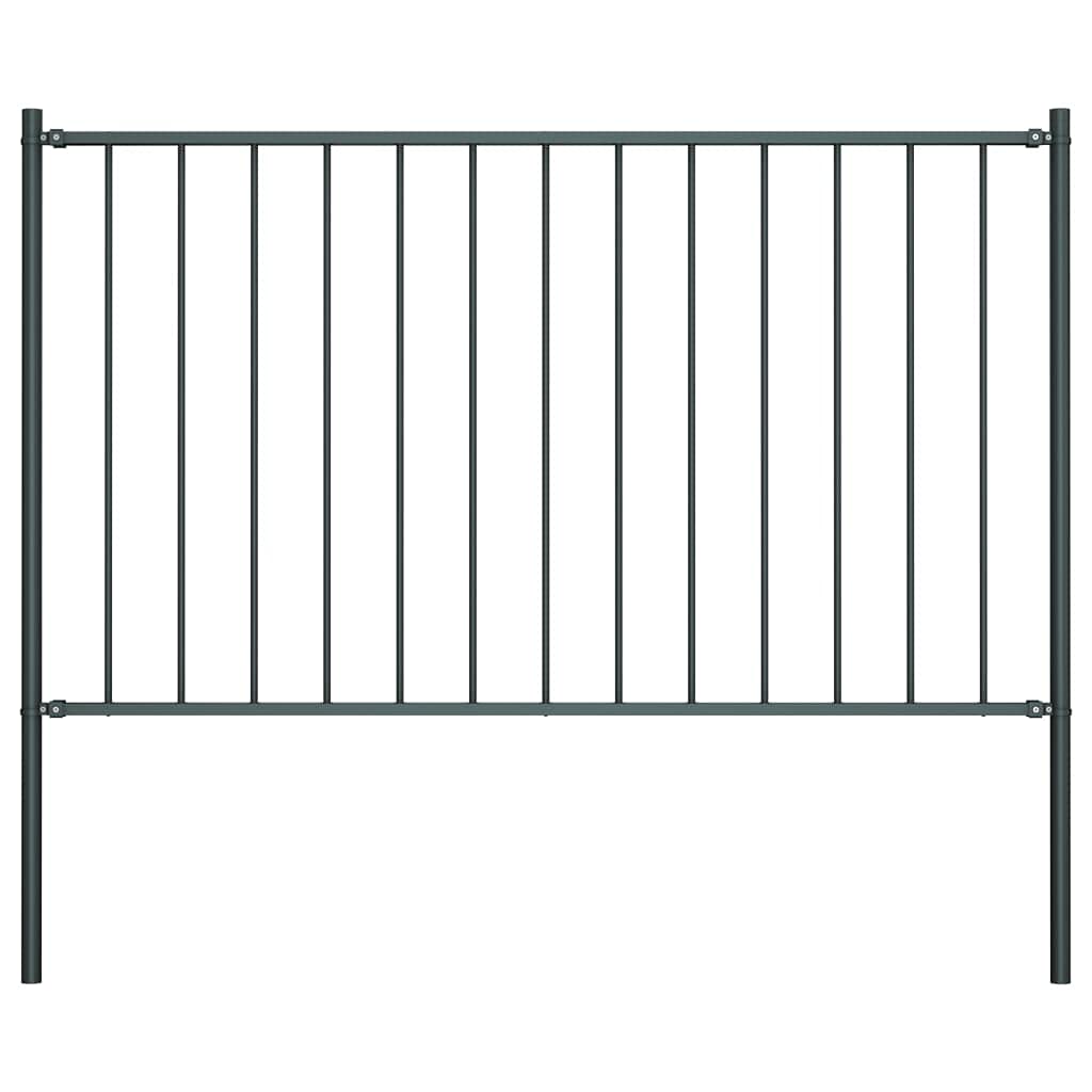 Panel ogrodzeniowy do domu i ogrodu, ze słupkami, stal malowana proszkowo, 1,7 x 1 m, antracyt, wybór mebli