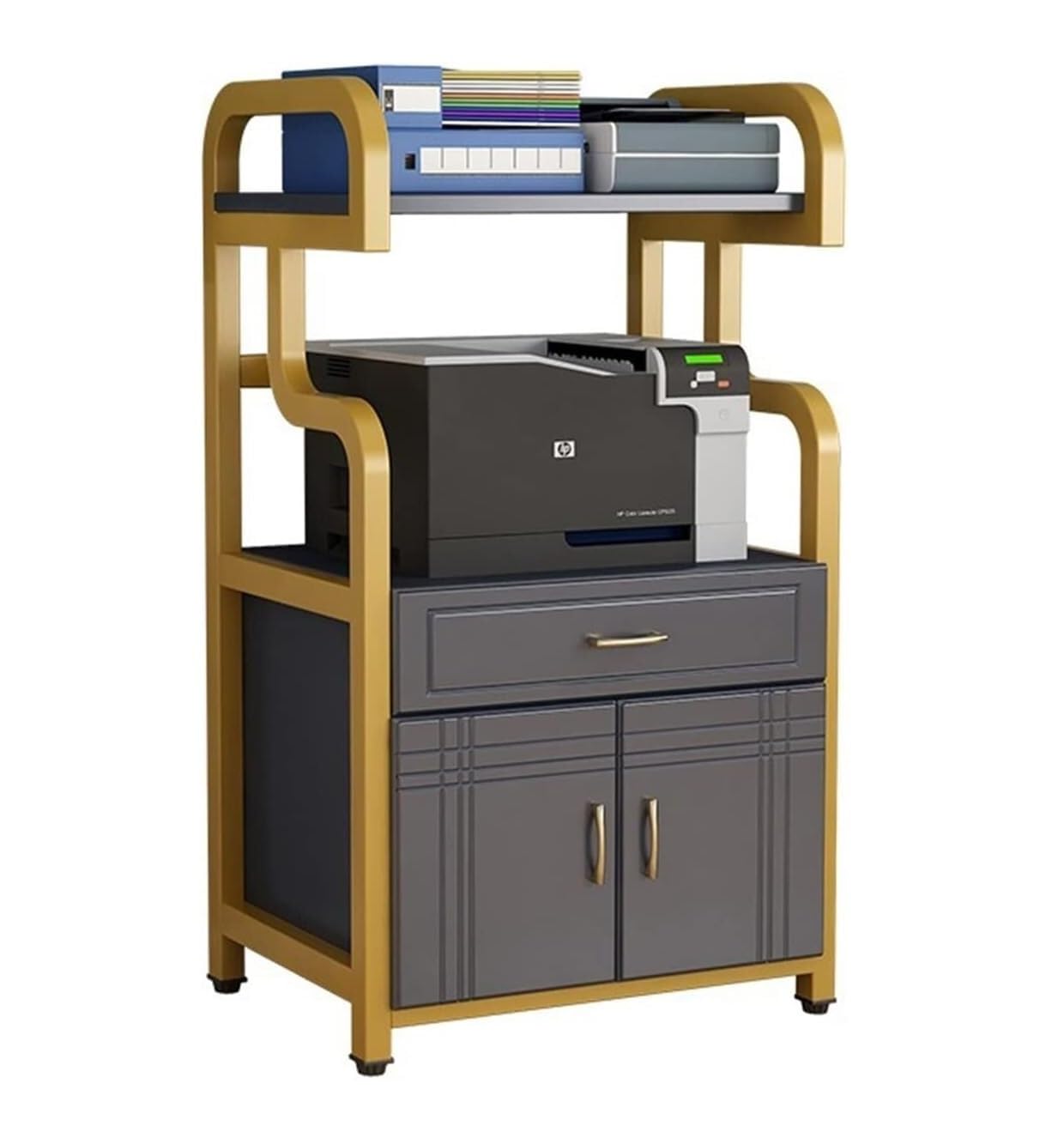Druckerständer Schreibtisch Druckerständer Mit Stahlrahmen, Schublade Und Tür, Lagerregal, Bodenstehendes Druckerregal Für Faxscanner Drucker Regal