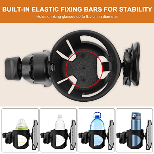 icyant Getränkehalter für Kinderwagen Buggy, 2 in 1 Getränkehalter Kinderwagen mit Telefonhalter Universal Kinderwagen Becherhalter Zubehör Getränke-Kaffeetassenhalter für Kinderwagen und Fahrrad