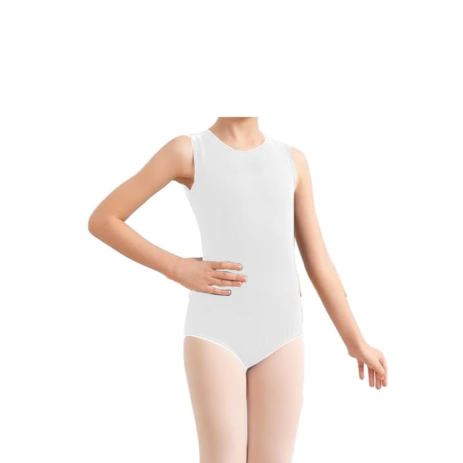 Body smanicato da ragazza in nylon lucido - vestibilità comoda - abbigliamento da performance - essenziale per lezioni di danza - danza classica, danza, scuola, abbigliamento sportivo