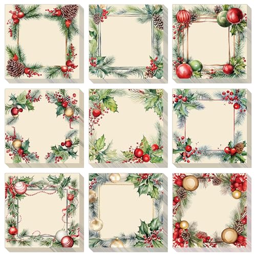 9ピース ヴィンテージ クリスマス 付箋 ヴィンテージ デザイン クリスマス 粘着 メモ パッド クリスマス 付箋 メモ メモ クリスマス 学校 オフィス 家庭用品 学生 教師 ギフト 9スタイル