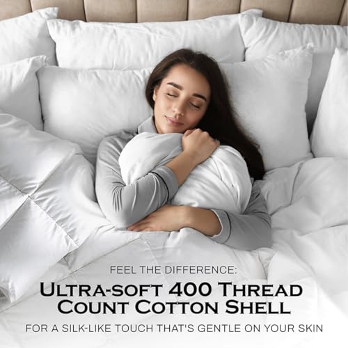 Lunar - Luxury Ethical Goose Down Comforter - All-Season, 400 Thread Count Ultra-Soft Sateen, RDS & Oeko-TEX Certified Duvet Insert with Eight (8) Corner Loops (King Size)