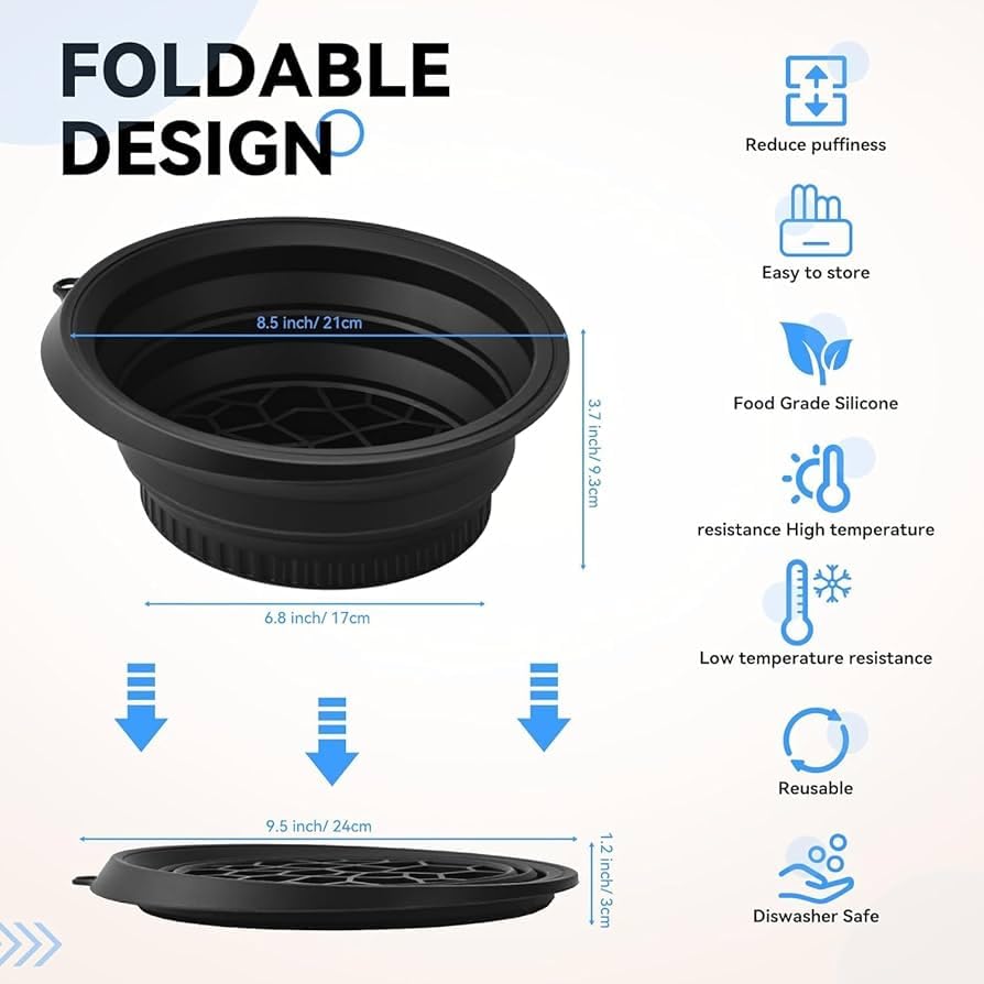 Image of Black Face Ice Bath Bowl for Skin Tightening & Depuffing | Foldable Ice Facial Bowl for Cold Water Therapy | Reusable Silicone Face Dunk Bowl for Glowing Skin & Pore Minimizing