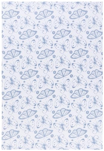 Image of Now Designs Floursack Kitchen Towels Quick Dry Cotton Hand Towel Set of 2, Slate Blue Meadow Print, 20 x 30 in