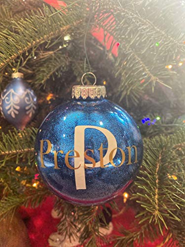 Personalized Christmas Ornaments Glitter Child Name Baby Girl 1st Christmas 2020 Boy First Mr and Mrs Monogram Last Name CUSTOMIZABLE