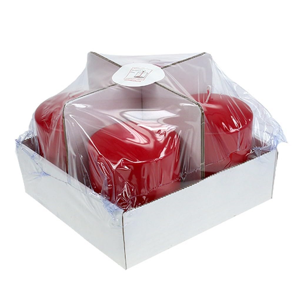 4er Set Stumpenkerzen Rot 130/100 mm - Adventskerzen mit Sicherheitsfolie und selbstklebendem Boden, 4 Stück