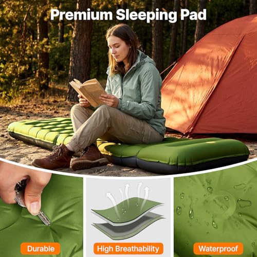 Image of OGERY Sleeping Pad, Ultralight Inflatable Sleeping Pad for Camping with Pillow Built-in Foot Pump, 6 inch Extra-Thick Reinforced Camping Mattress for Hiking, Backpacking, Tent