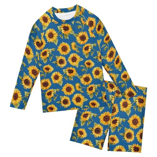 Sunflower Flowers Toddlers and Baby Boys' Swimsuit Trunk and Rashguard Set B0402478