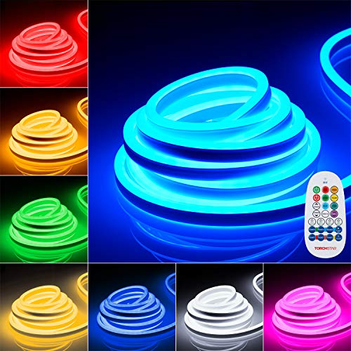 Black Friday - 70% OFF TORCHSTAR 100ft (50ft X 2 Pack) Neon Rope Light Outdoor, AC 120V Linkable 100ft Max, IP67 Waterproof Ambient Decoration Yard Porch Garden Pathway Landscape, RGB