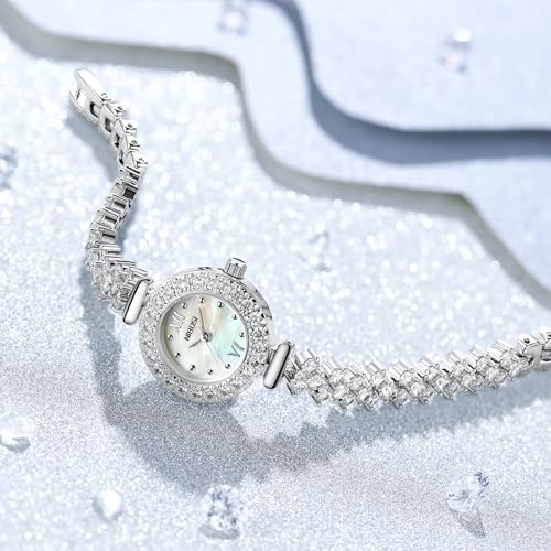 Image of NIBOSI Women's Watch Analog Quartz Diamond Dial Wrist Watch for Ladies Luxury Silver Strap Dress Girl Jewelry Bracelet