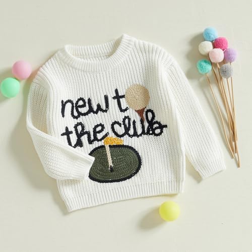 toddler baby boy girl golf outfits new to the club embroidery long sleeve knit pullover sweater birthday outfits