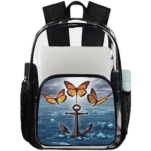 Sac à dos transparent imperméable TropicalLife à motifs grands papillons multicolores