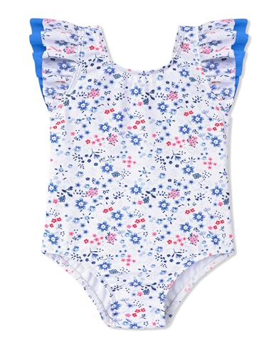 Image of oklady Toddler Swimsuit Girls One Piece Ruffled Girls Bathing Suit Bow Strap Swimwear Size 12M-4T