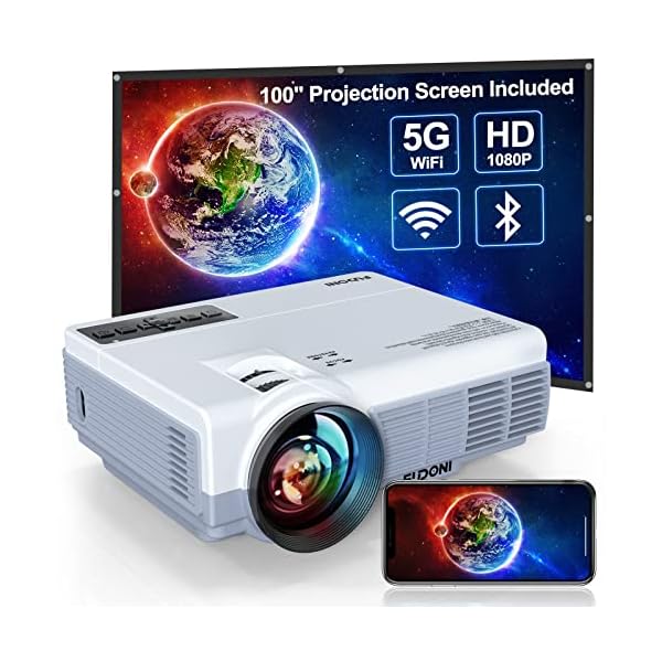 Projector with WiFi and Bluetooth, 5G WiFi Native 1080P 9500L 4K Supported, FUDONI Portable Outdoor Projector with…