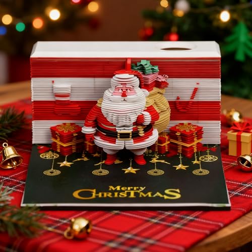 Bloc-notes créatif 3D Père Noël calendrier 2026 maison et école - 3