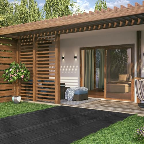 60 Pack Plastic Interlocking Deck Tiles, 60 sq. ft Patio Deck Tile, 12\"x12\" Indoor Outdoor Non-Slip and Waterproof Patio Floor Decking Tiles for Garden Yard Walkway Balcony Porch Poolside, Dark Gray - Thumbnail 6