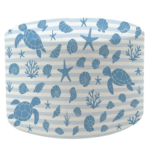 Round Pouf Ottoman Blue seamless underwater life objects seashells starfish corals sea Foot Stool Foot Rest Floor Stool Bean Bag Chair Cotton Linen Removable Indoor Outdoor for Living Room Bedroom