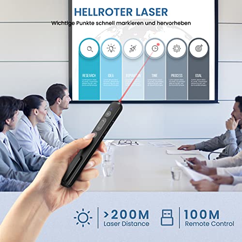 Presenter mit Laserpointer,Powerpoint Fernbedienung Präsentationsfernbedienung Pointer für Präsentationen,Newenmo USB C&USB A 2 in 1 Präsentation,Präsenter mit Hyperlink&Volumen Kontrolle