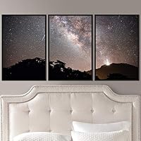 3 Piece Framed Canvas Wall Art Starry Sky Canvas Prints Home Artwork Decoration for Living Room,Bedroom - 16