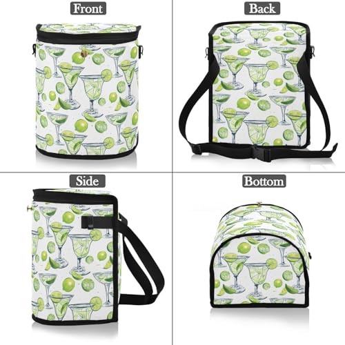 Image of Car Trash Can Lemon and Margarita Alcohol Cocktail Car Garbage Bag with Lid Hanging Waterproof Leak Proof Vehicle Storage Bin