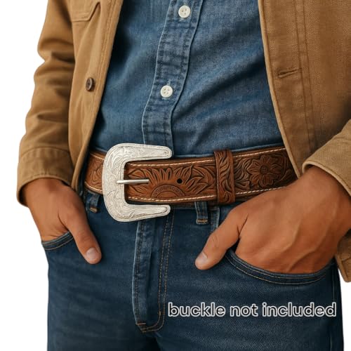Image of F&L CLASSIC Western Belt without buckle for men - Full Grain Leather Cowboy Belts for jeans - One Piece Leather strap belt