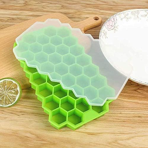 Sooyee Ice Cube Trays with Lids, 2 Pack Silicone Ice Cube Molds with Lid Flexible 74-Ice Trays BPA Free, for Whiskey, Cocktail, Stackable Flexible Safe Ice Cube Molds