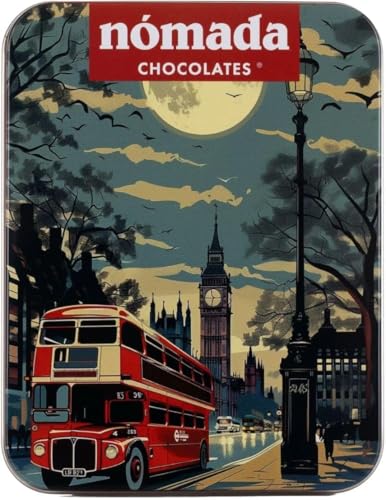 Lata de chocolate con leche de 50 g, ilustrada con Londres, producto gourmet de origen portugués