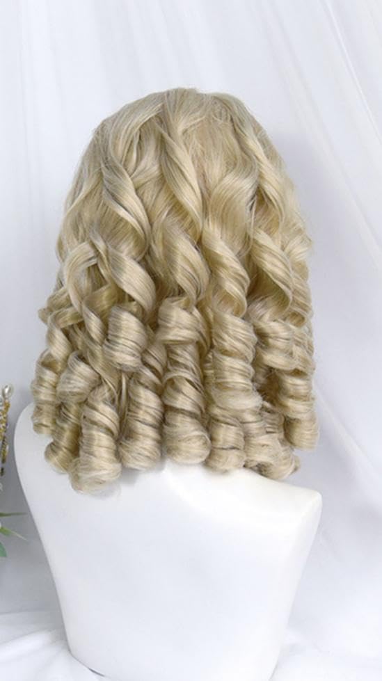 Beige Blonde Lolita Vintage Roman Roll Wig Kawaii Short Synthetic Curly Hair Wig with Bangs Natural Looking Heat Resistant Wigs for Daily Use image 5