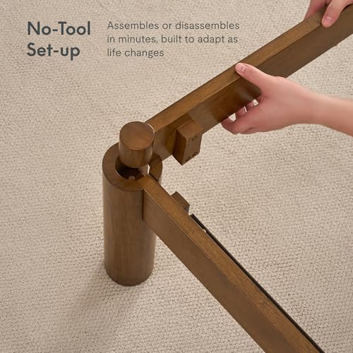 Image of FLEXISPOT Hako G2 Japanese Joinery Bed Frame, Solid Rubberwood Queen Platform Bed with Storage Headboard, IAS&SGS Certified, Japandi Minimalist Style, No Tools Assembly, 10-Year Warranty, Walnut