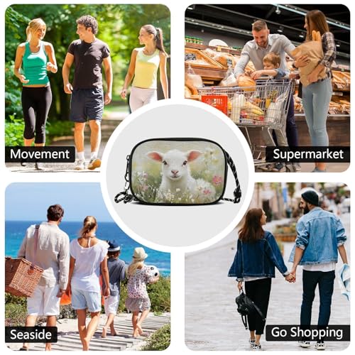 Sheep Flower Cute Crossbody Bags for Women Cell Phone Purses Women's Shoulder Handbags Wallet Purse with Adjustable Strap4