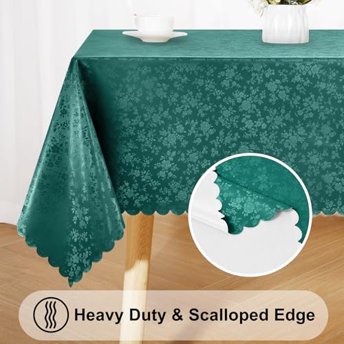 Image of Smiry Rectangle Table Cloth, Waterproof Heavy Duty Vinyl Tablecloths, Wipeable Washable Table Cover for Kitchen and Dining Room (Green, 60 inch X 120 inch)