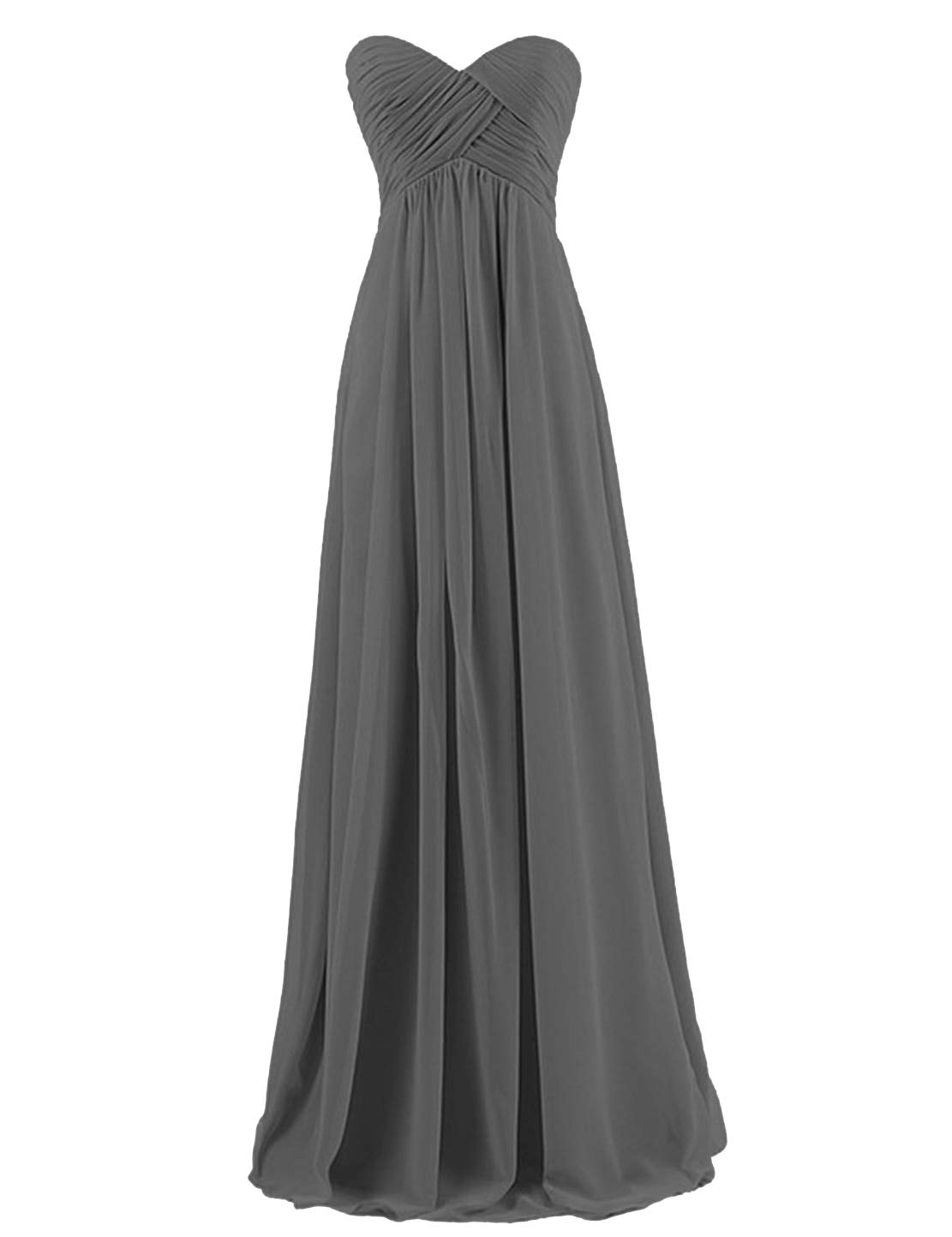 WTW Women's Strapless Long Chiffon Formal Evening Party Gown Bridesmaid Dress-Dark Grey-20