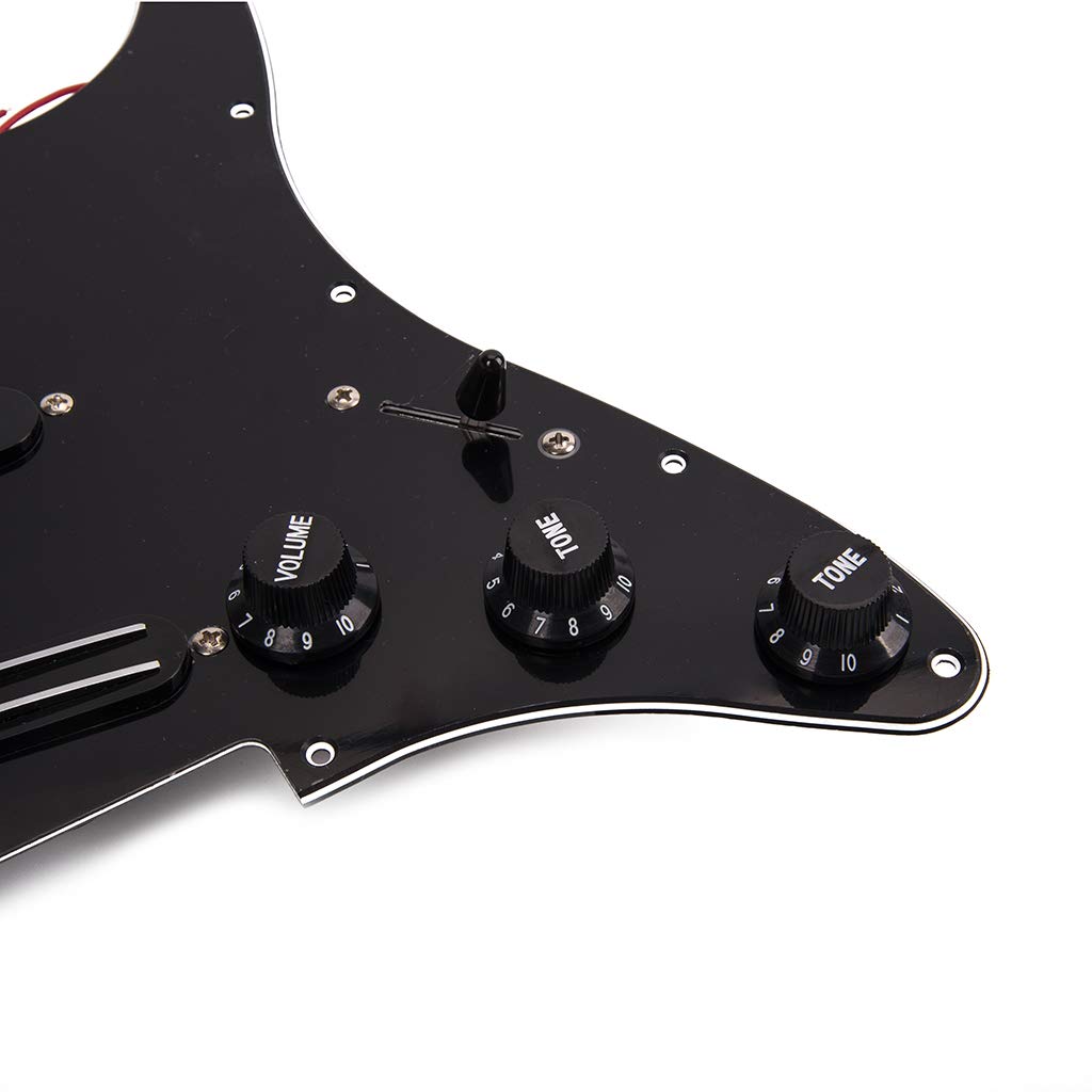Alnicov Pickup SSS Dual Rail a 3 strati neri Caricati battipenna precablati per chitarra elettrica a 11 fori, neri