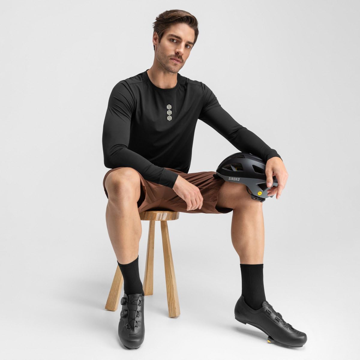 SIROKO Camiseta de Gravel Manga Larga Ciclismo Rubra Negro