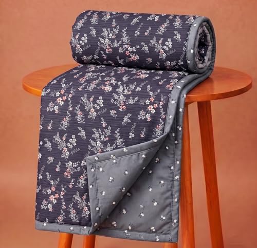 Image of VAS COLLECTIONS Cotton AC Blanket for Double Bed (220x230 cm) | Reversible Soft Lightweight All-Season Blanket | Skin-Friendly & Breathable Comforter (Blush Blue)