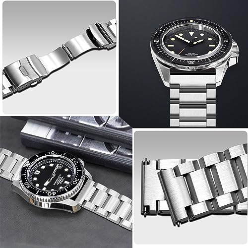 Image of Juntan 18mm 20mm 21mm 22mm 24mm 26mm Classic Stainless Steel Watch Band Silver Black Grey Blue Gold Brushed Metal Watch Strap for Women Men Watch Replacement Band Double Buckle