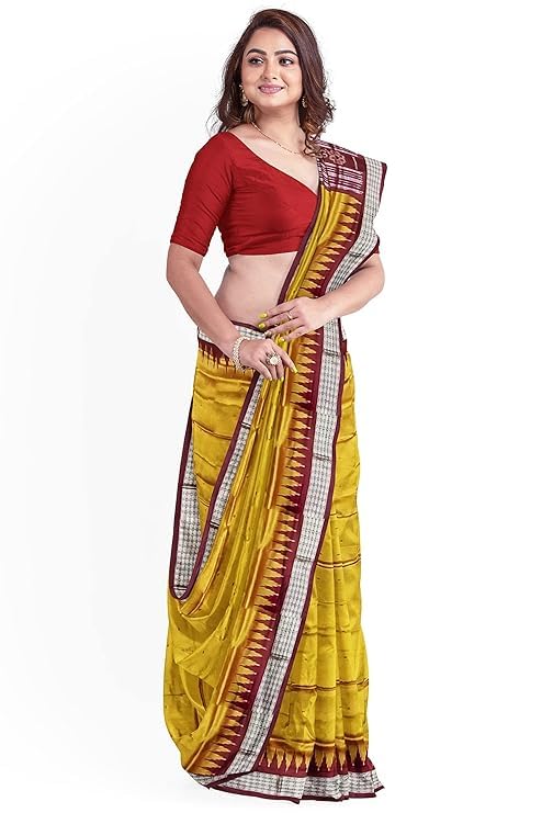 Image of Handmade Pure Bomkai Silk Saree Khandua Natural Silk Ikkat Saree For Women /Ethnic Wear /Traditonal Saree /Handloom Saree With Regular Fit Blouse Piece