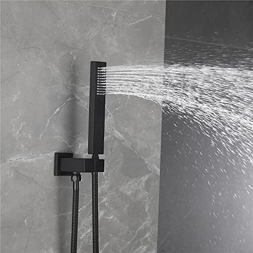 Ensemble de robinet de douche noir mat d'exception avec kit de valve brute - 4