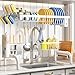 SAYZH Over The Sink Dish Drying Rack, Adjustable (25.5 to 33.5 inch) 2 Tier Metal Steel Dish Drying Racks for Kitchen Counter with Hooks Paper Towel Utensil Cup Holder Sink Caddy, White