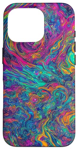 Trippy Psychedelic Neon Explosion:抽象的なデザイン スマホケース iPhone 16 Pro 用