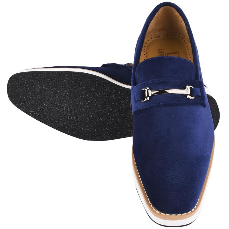 Image of LIBERTYZENO Mens Tuxedo Canvas Textile and Suede Leather Noble Loafers and Slip On Wedding Party Shoes for Easter Gift