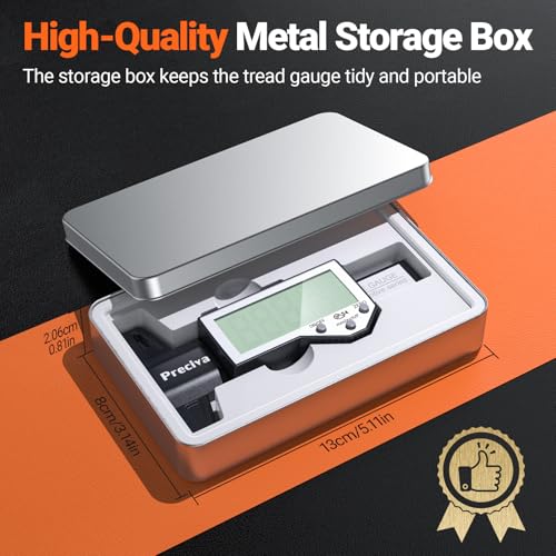 Image of Preciva Tire Tread Depth Gauge & Brake Lining Gauge Set, Digital Tire Depth Gauge with Large LCD Display and Inches, Millimeters, Fraction Conversion, for Tread Depth, Brake Shoe and Pad Wear