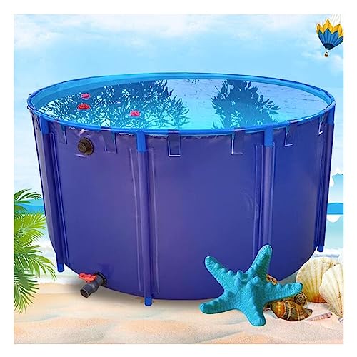 Estanque de Peces de Lona, Piscina Redonda elevada, Piscina Infantil, Acuario, Estanque de Lona de PVC con Estructura de Acero para Patio, jardín y Exteriores (Color: Azul, tamaño: 1 x 0,6 m